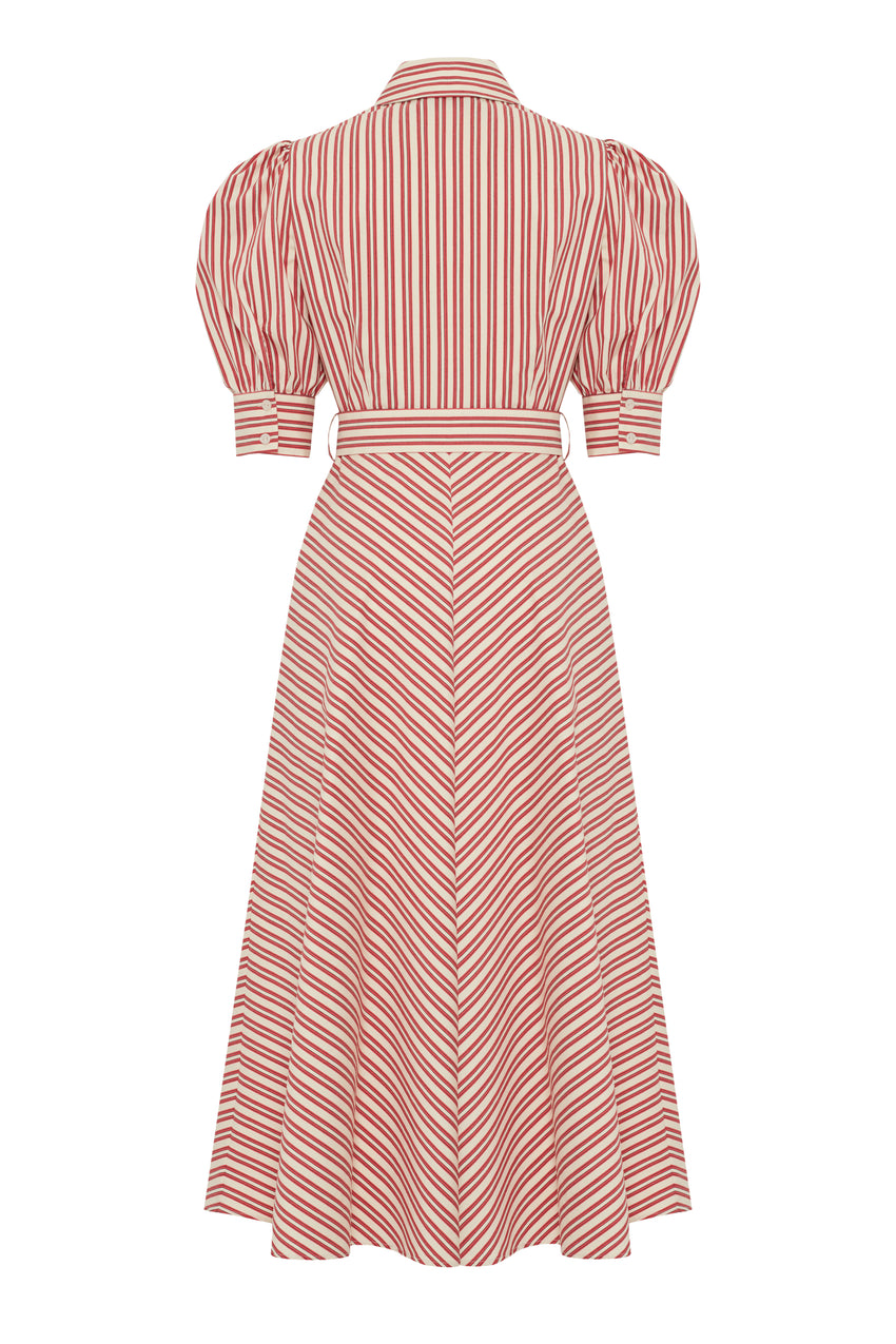 Regular Fit Shirt Collar Midi Dress - Red