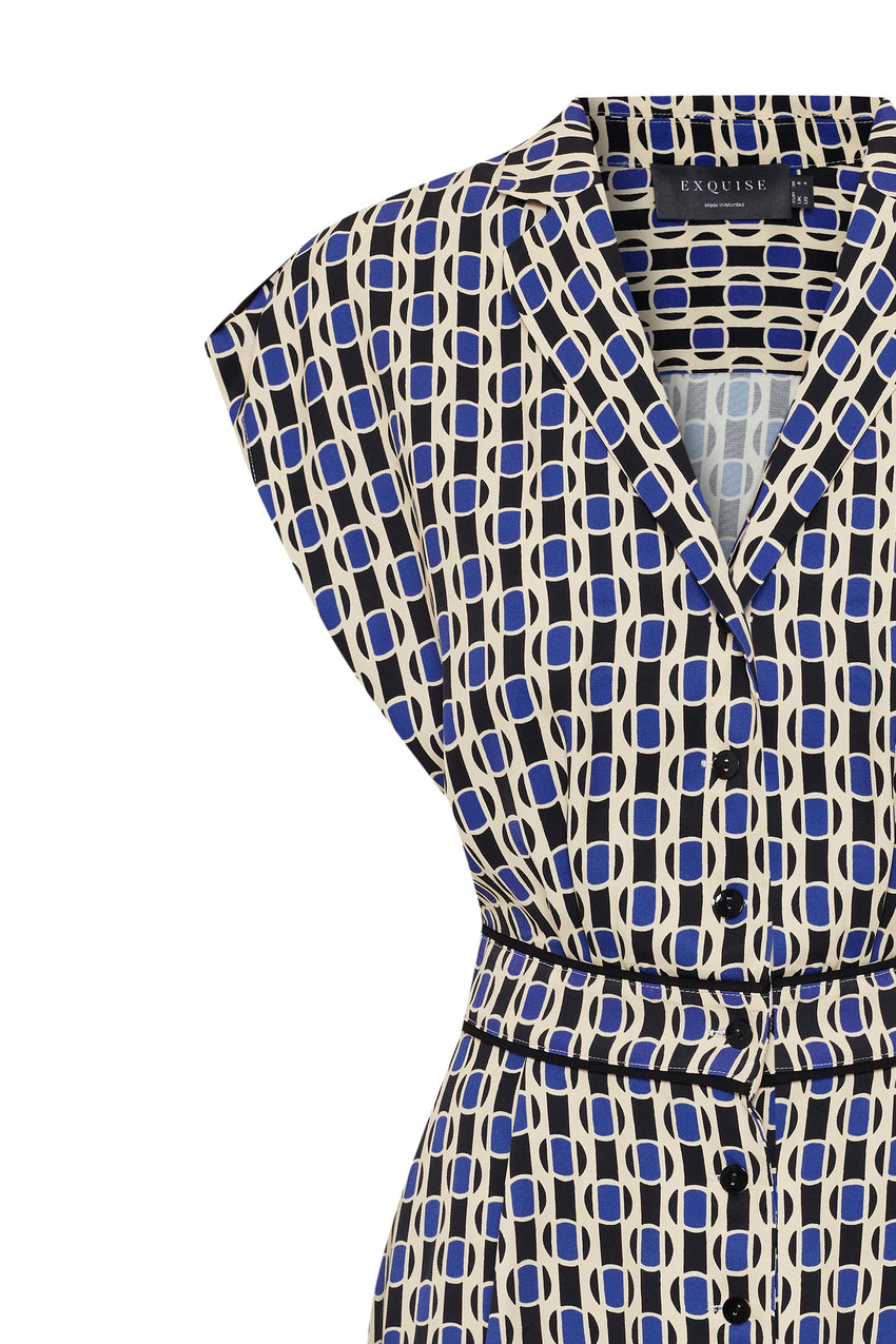 Regular Vintage Check Button Dress - Multi Color