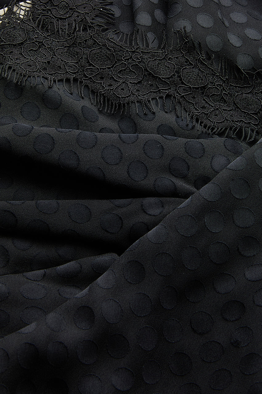 Regular Sleeveless Polka Dot Maxi Dress - Black