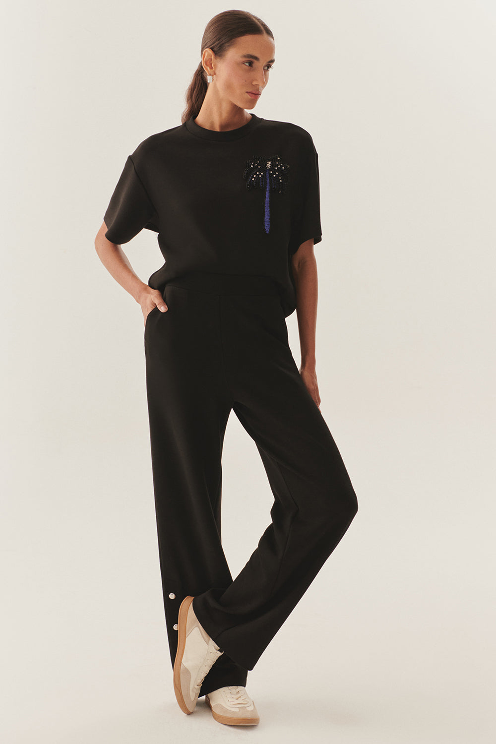Vivienne Chic Comfort Knit Trousers - BLACK