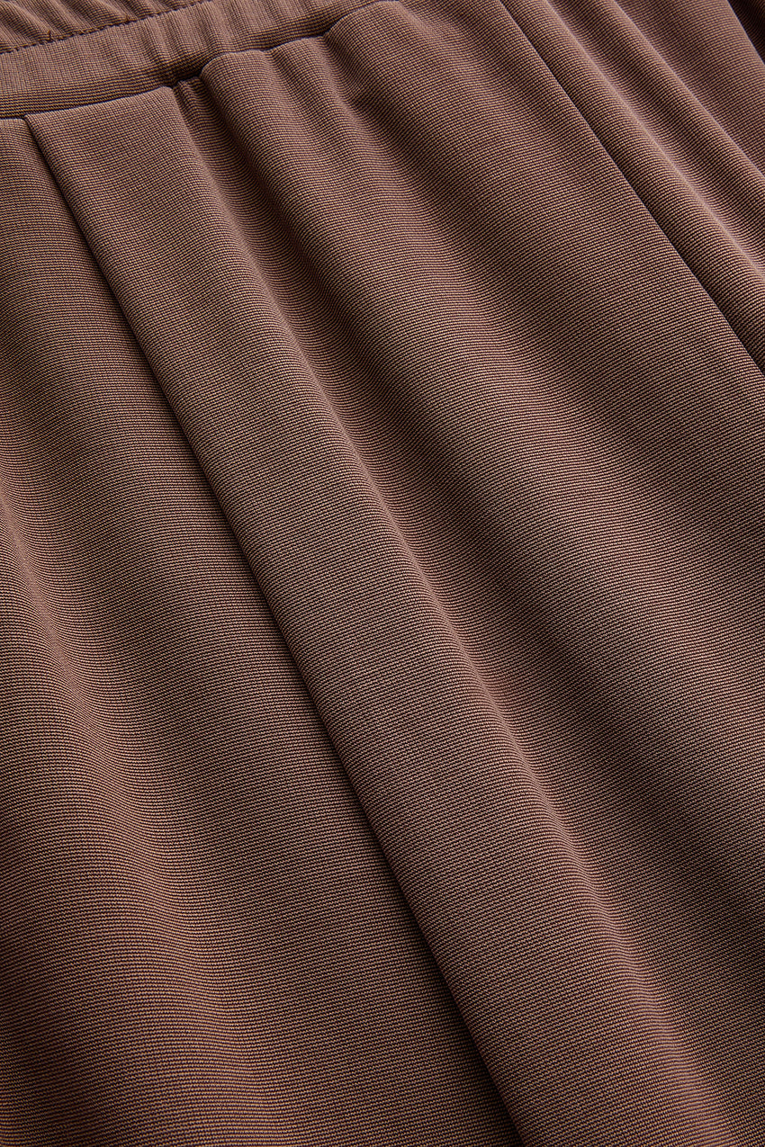 Regular Fit Wide Leg Knit Pants - Brown