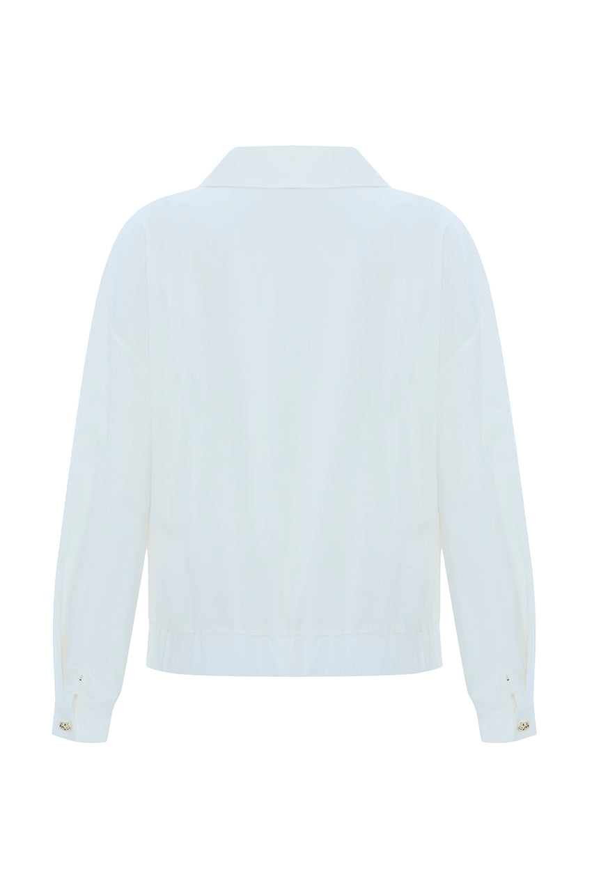 Romina White Shawl Collar Jacket