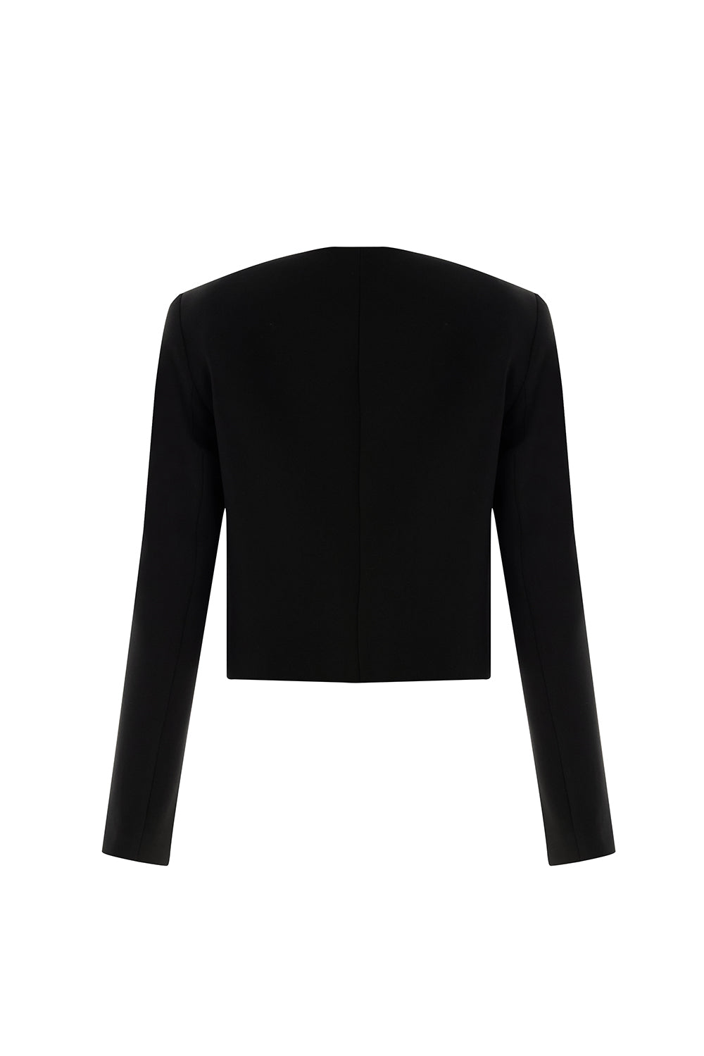 Black Tailored Crew Neck Jacket with Pockets | Exquise