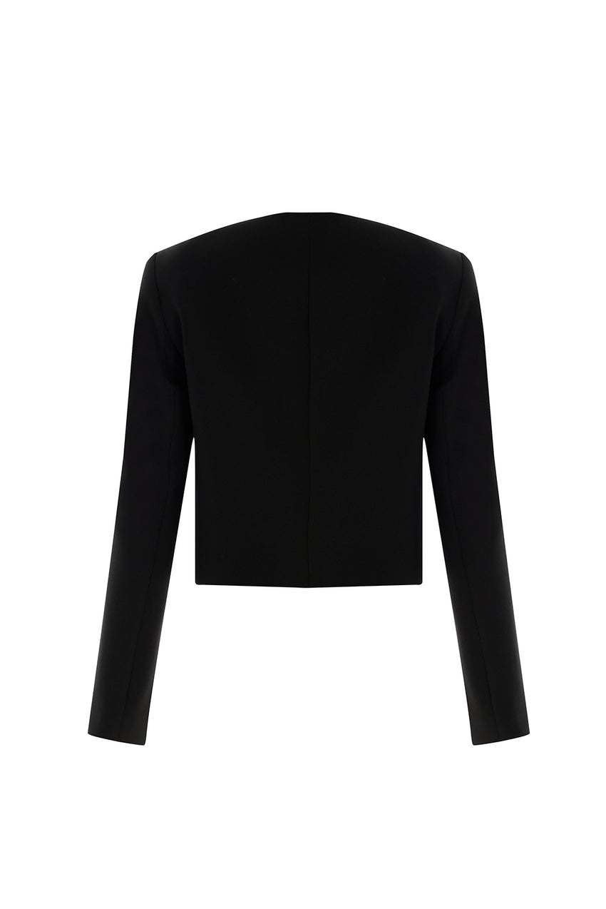 Crew Neck Tailored Jacket - Black