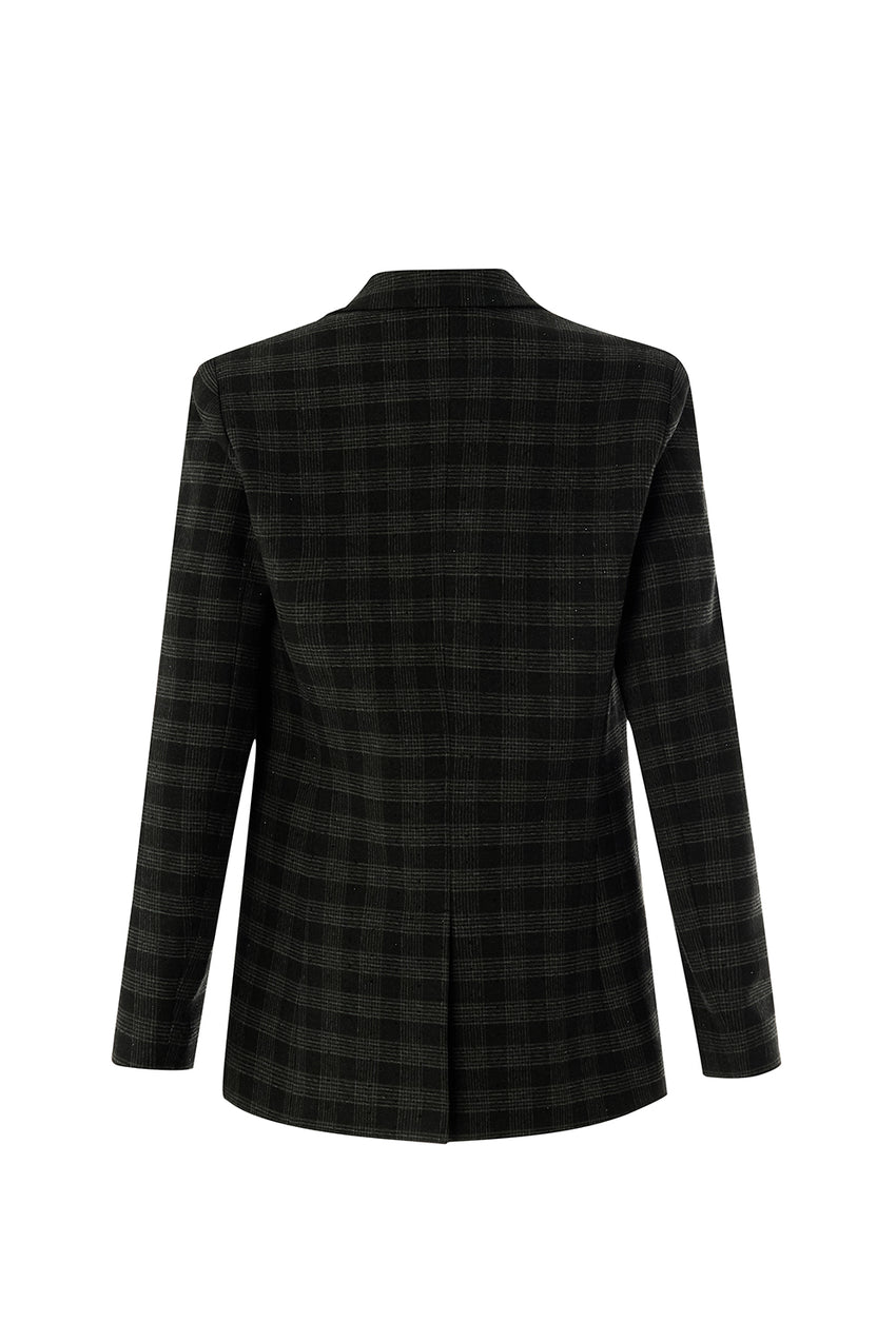 Regular Plaid Collar Jacket - Grey