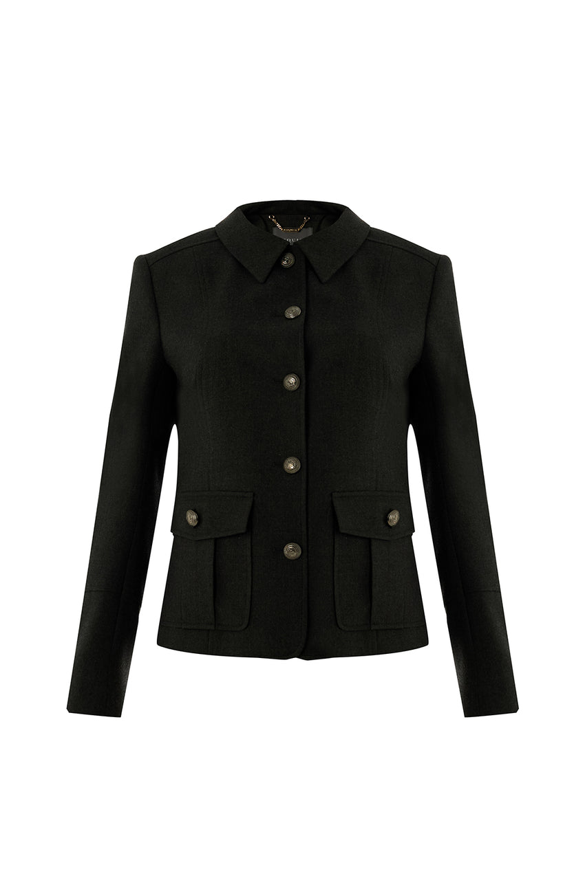 Regular Shirt Collar Structured Jacket - Grey