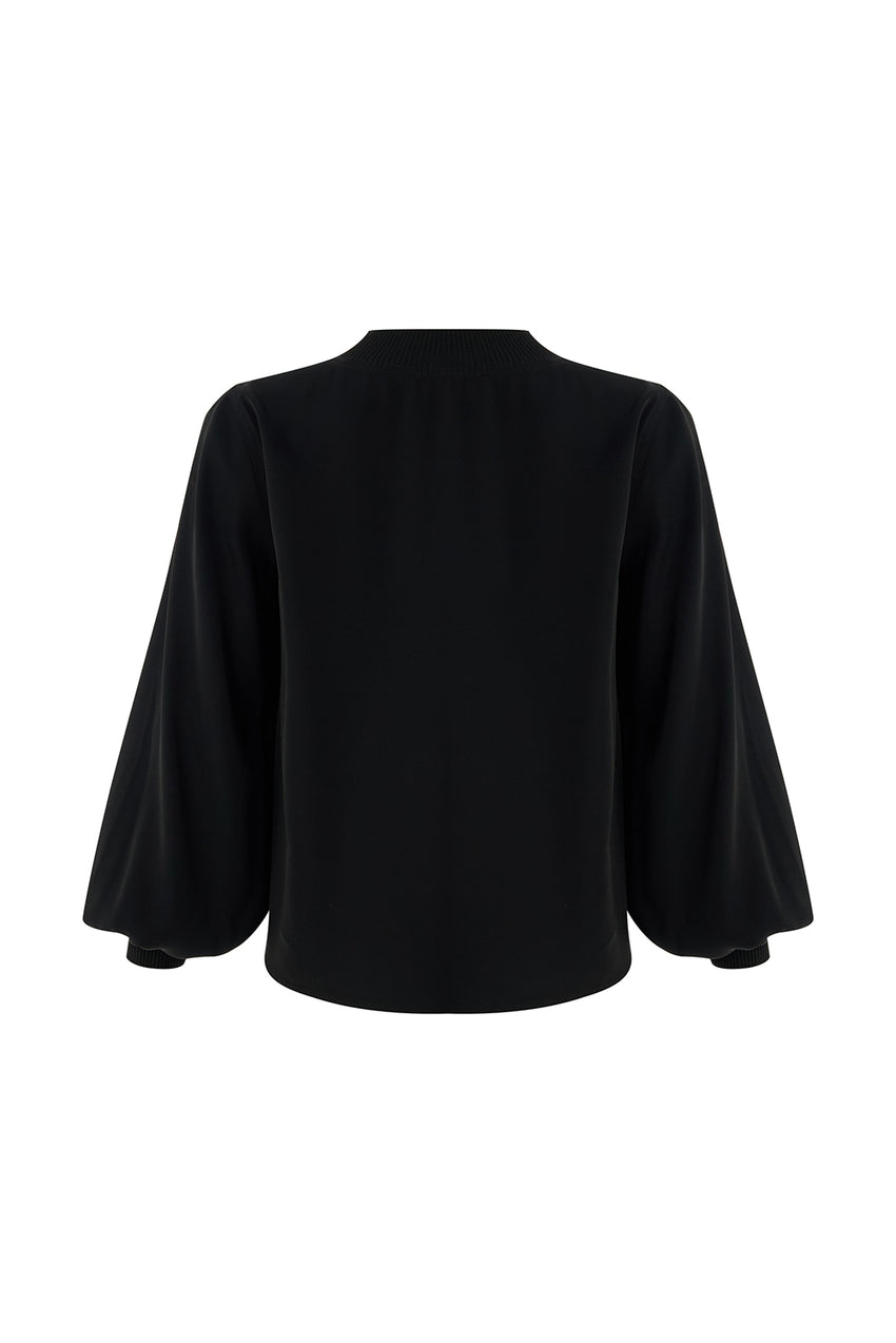 Regular High Neck Blouse - Black