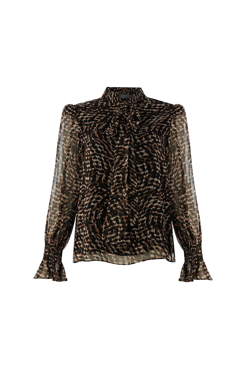 Regular Fit High Neck Chiffon Blouse - Multi Color