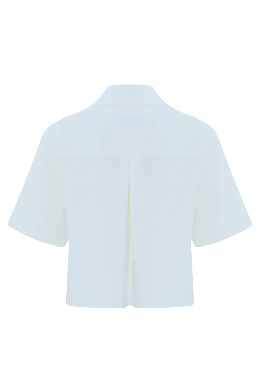 Short Sleeve Knit Trim Poplin Regular Shirt Bone