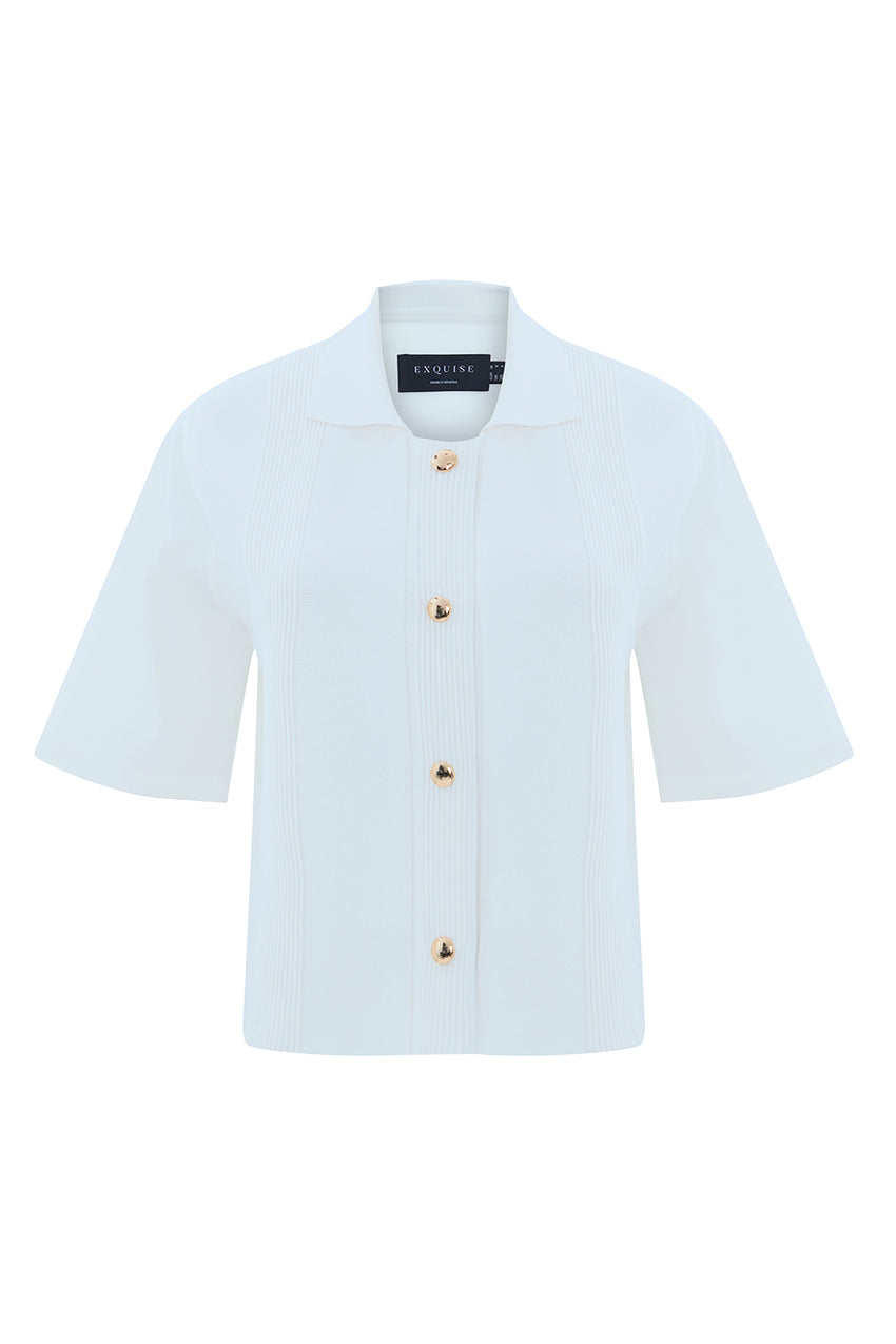 Regular Short Sleeve Poplin Shirt - Ecru