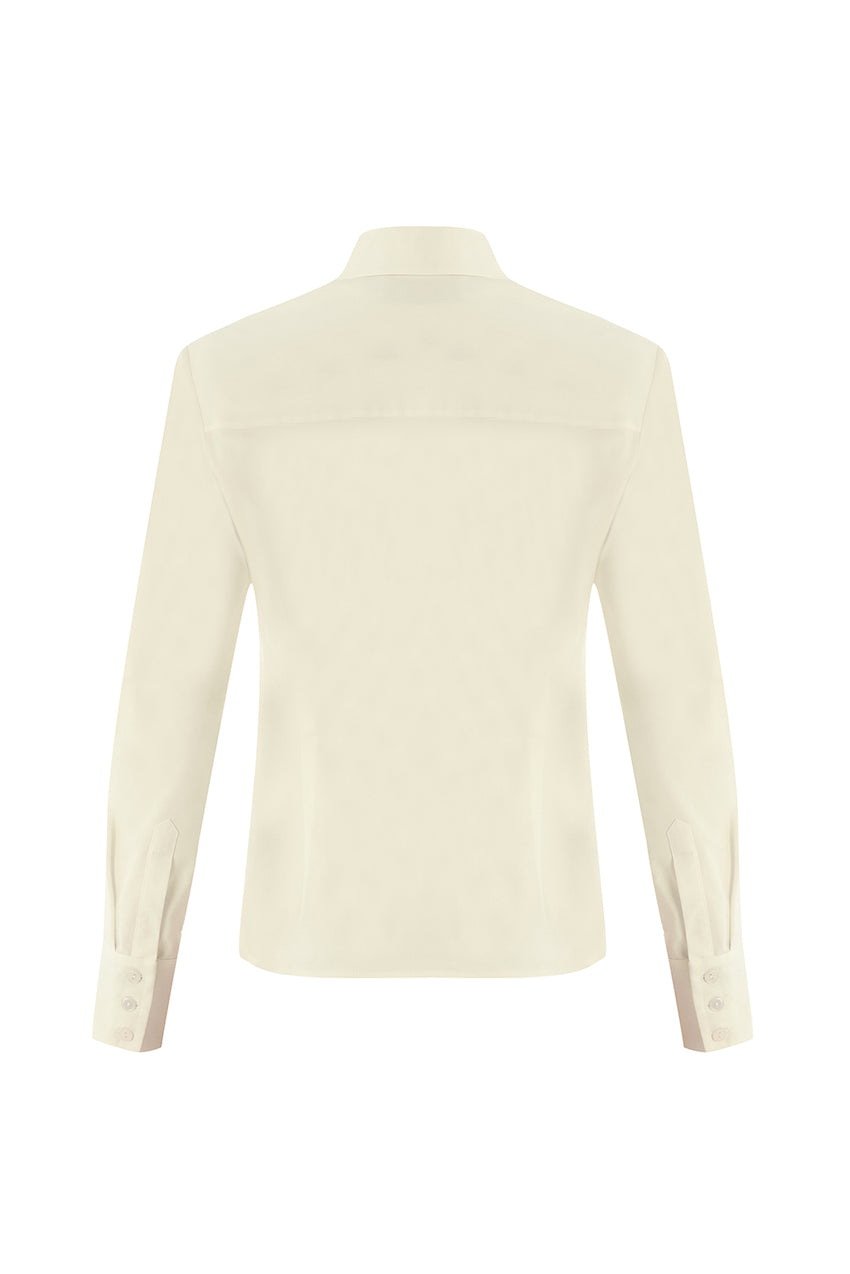 Regular Embellished Shirt Collar Shirt - Ecru