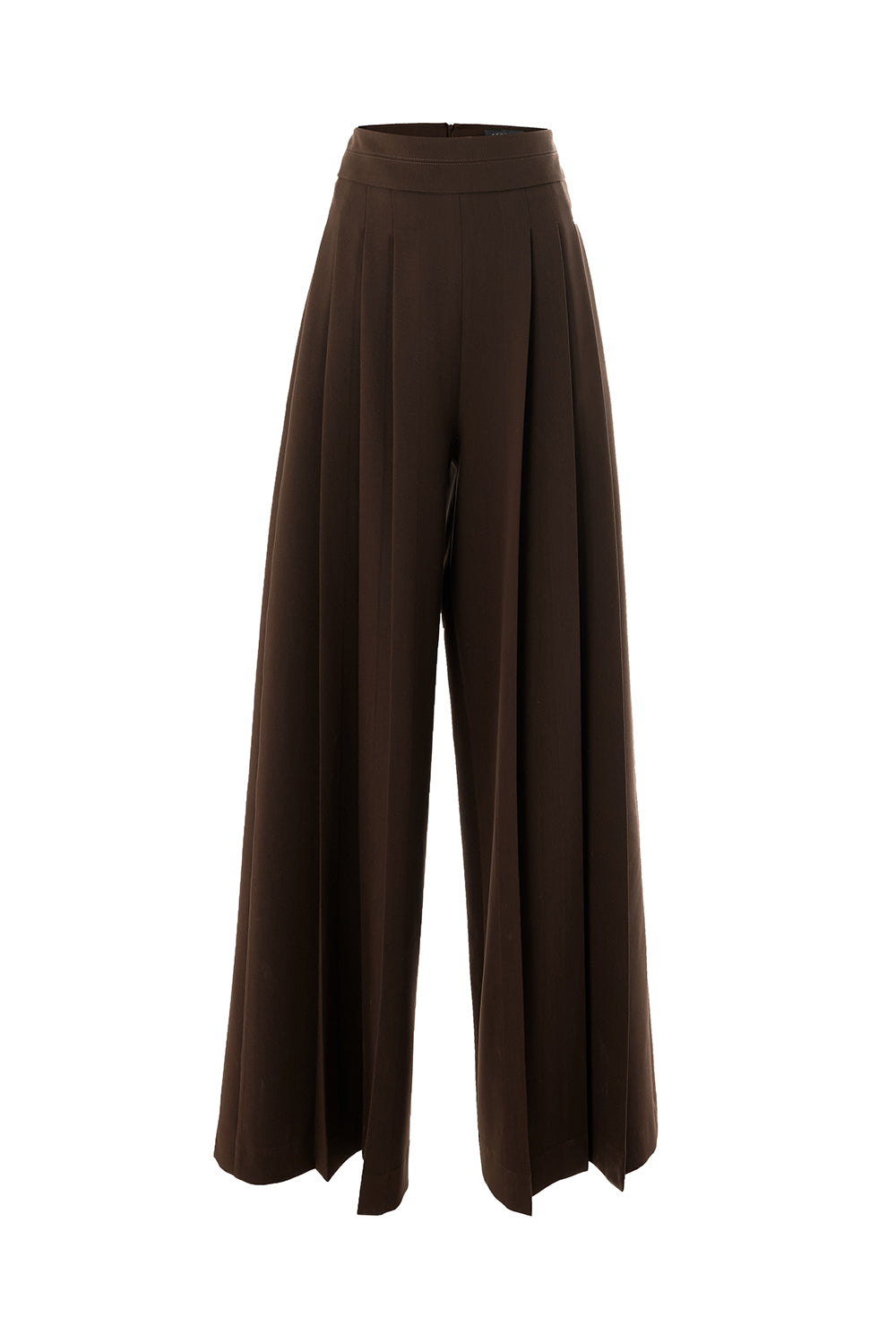 Wide-Leg Back-Pocketed Pants - BROWN