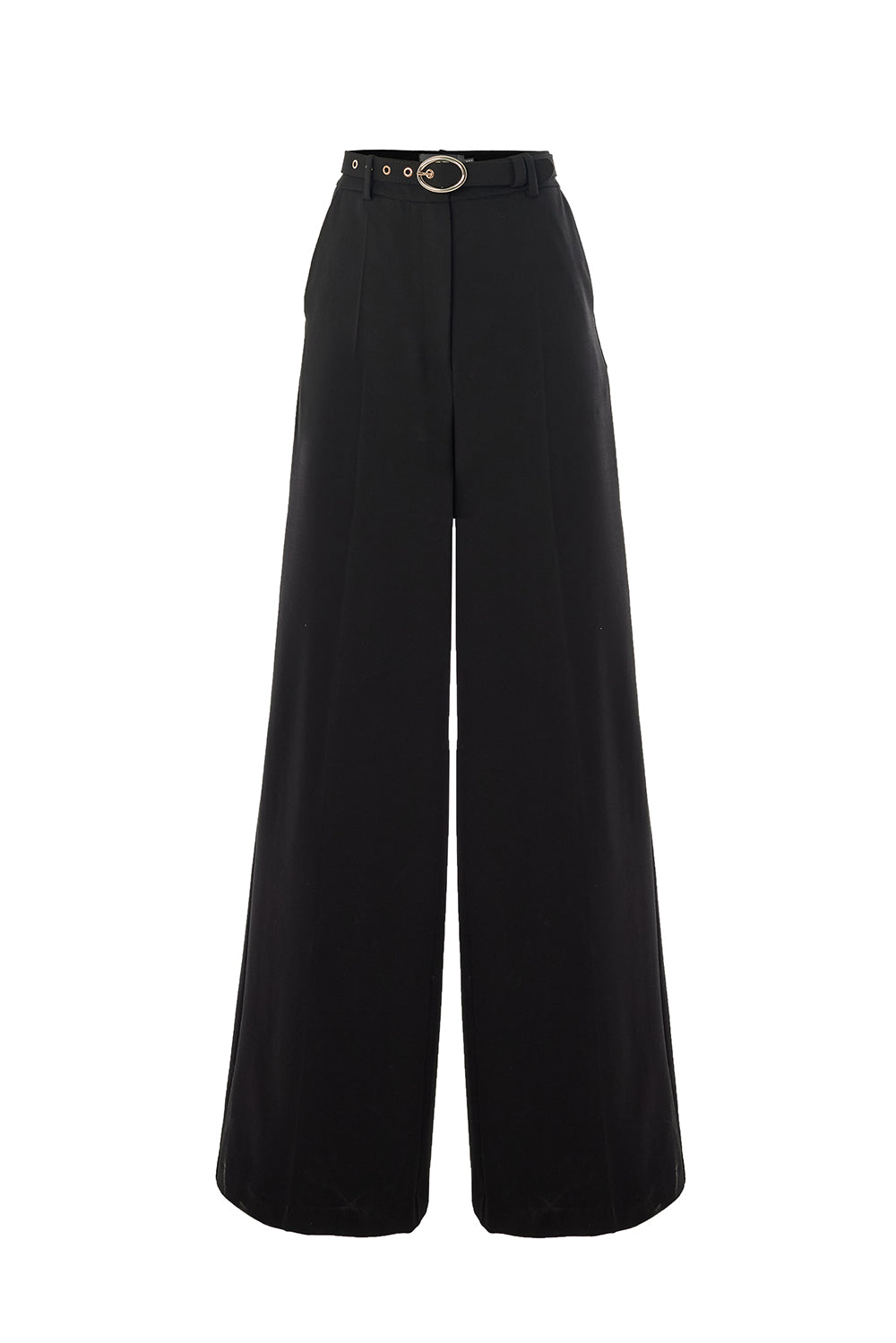 Regular Fit Wide Leg Pocketed Pants - Black