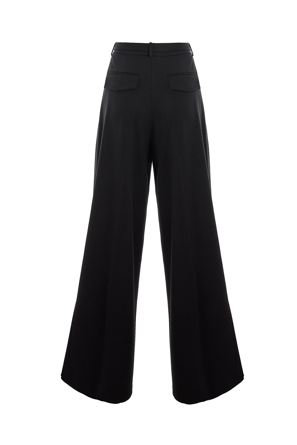 Regular Fit Wide Leg Pocketed Pants - Black