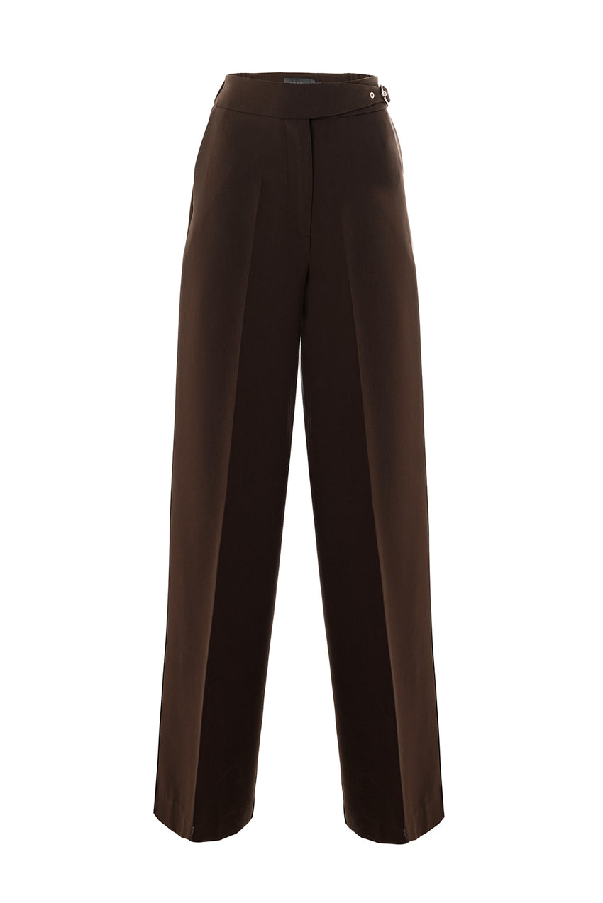 Regular Tailored Pocketed Pants - Brown
