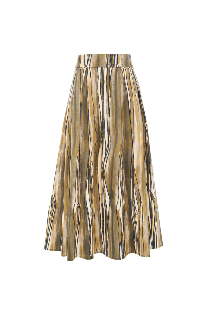 Regular Striped Pocketed Skirt - Multi Color