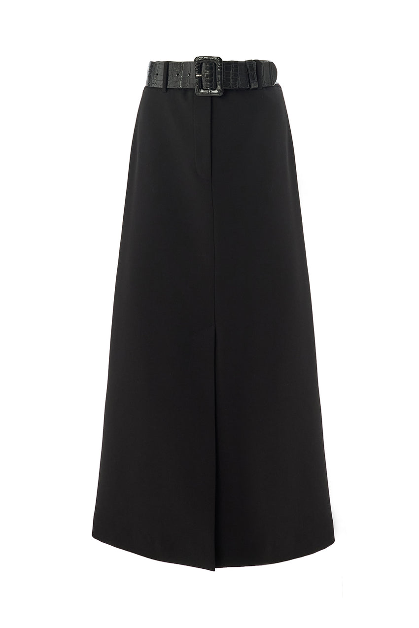 Belted Pocketed Skirt - Black