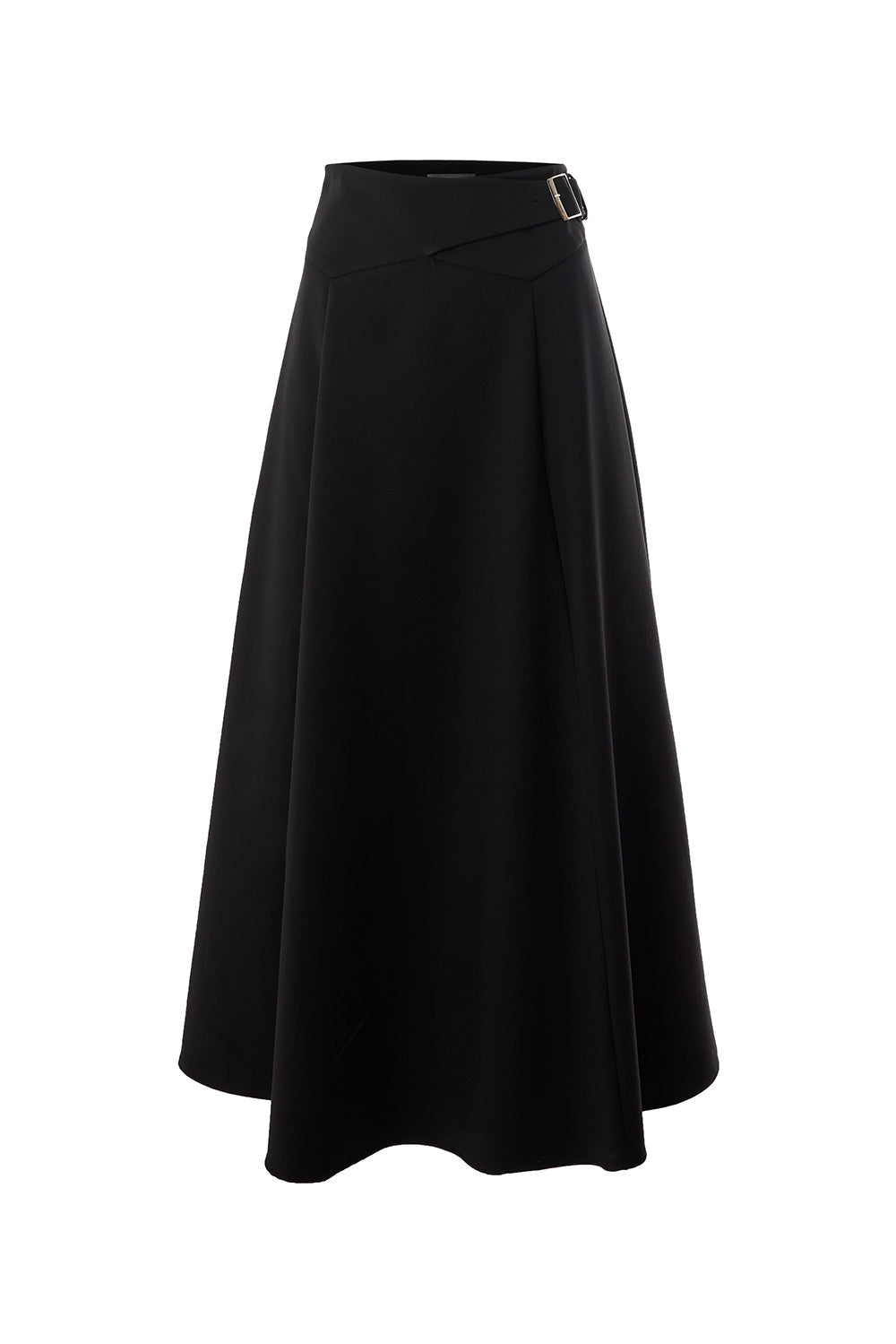 Regular Flared Midi Skirt - Black
