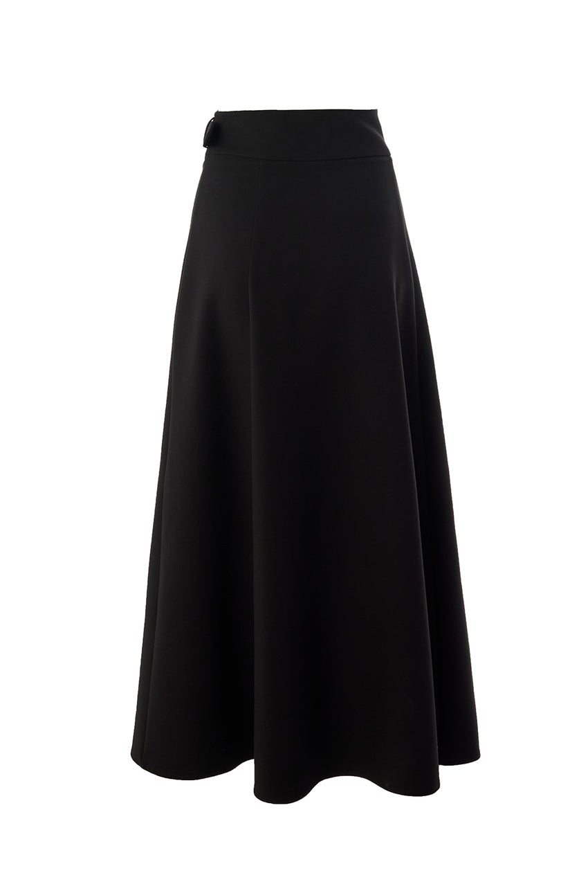 Regular Flared Midi Skirt - Black