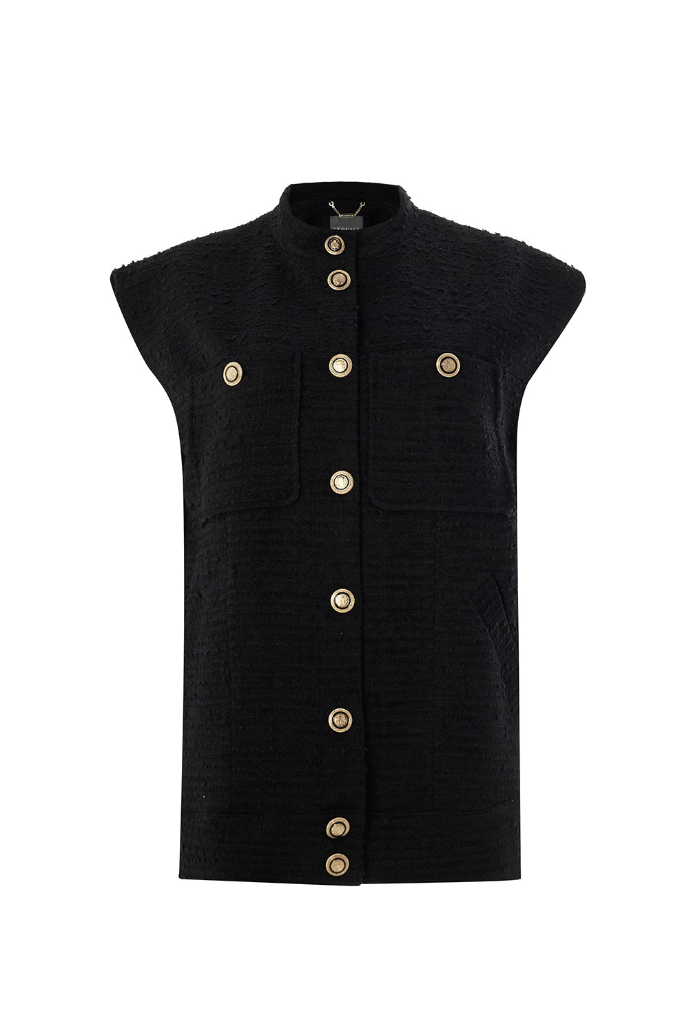 Regular High Neck Vest - Black