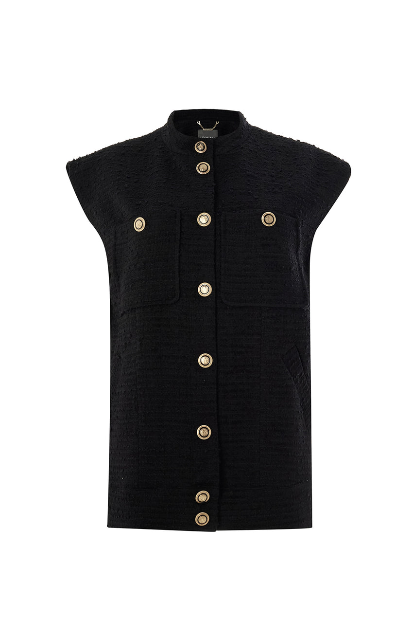 Regular High Neck Vest - Black