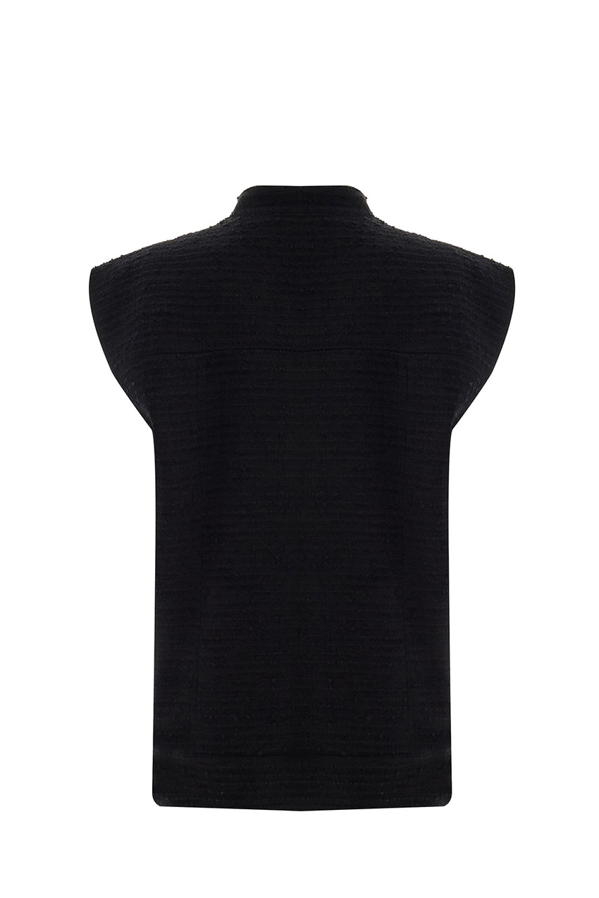 Regular High Neck Vest - Black