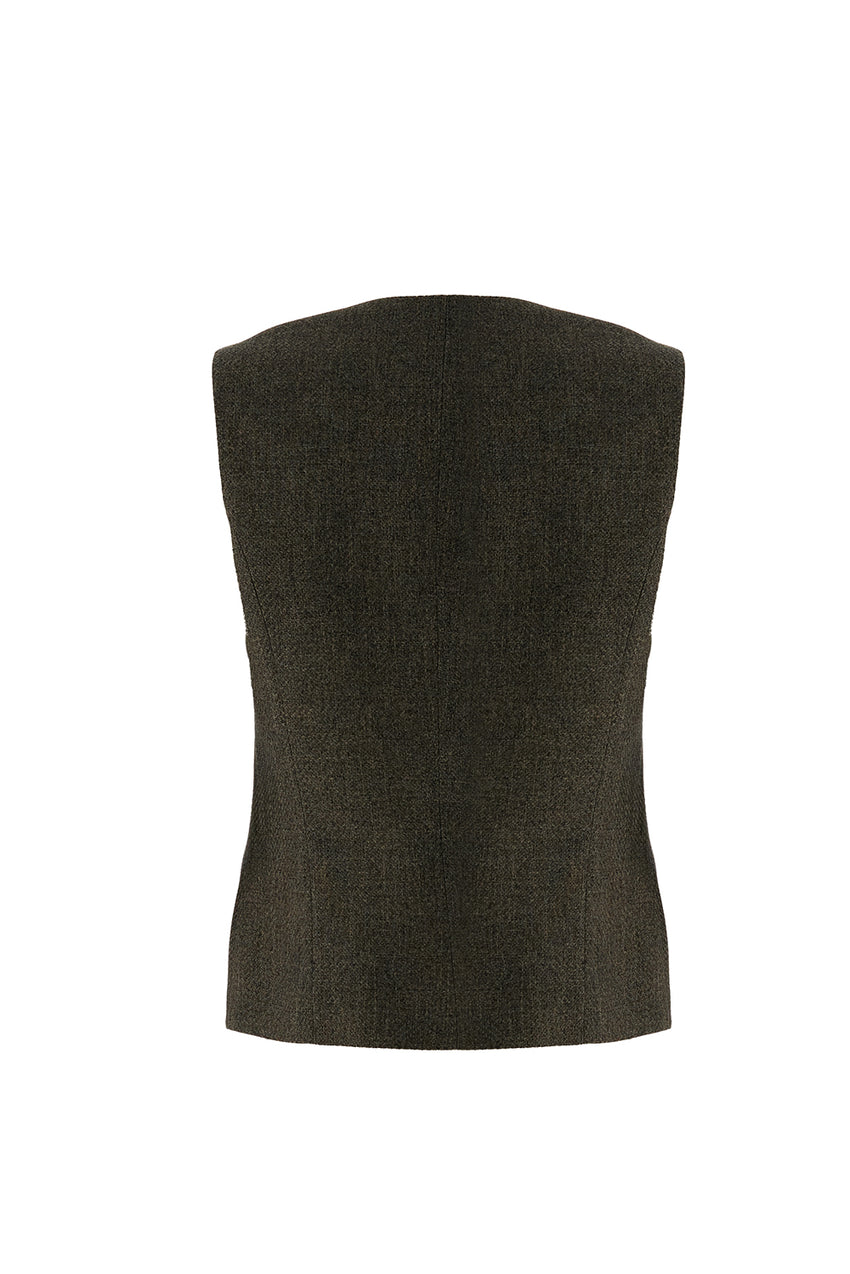 Regular Crew Neck Sleeveless Vest - Grey
