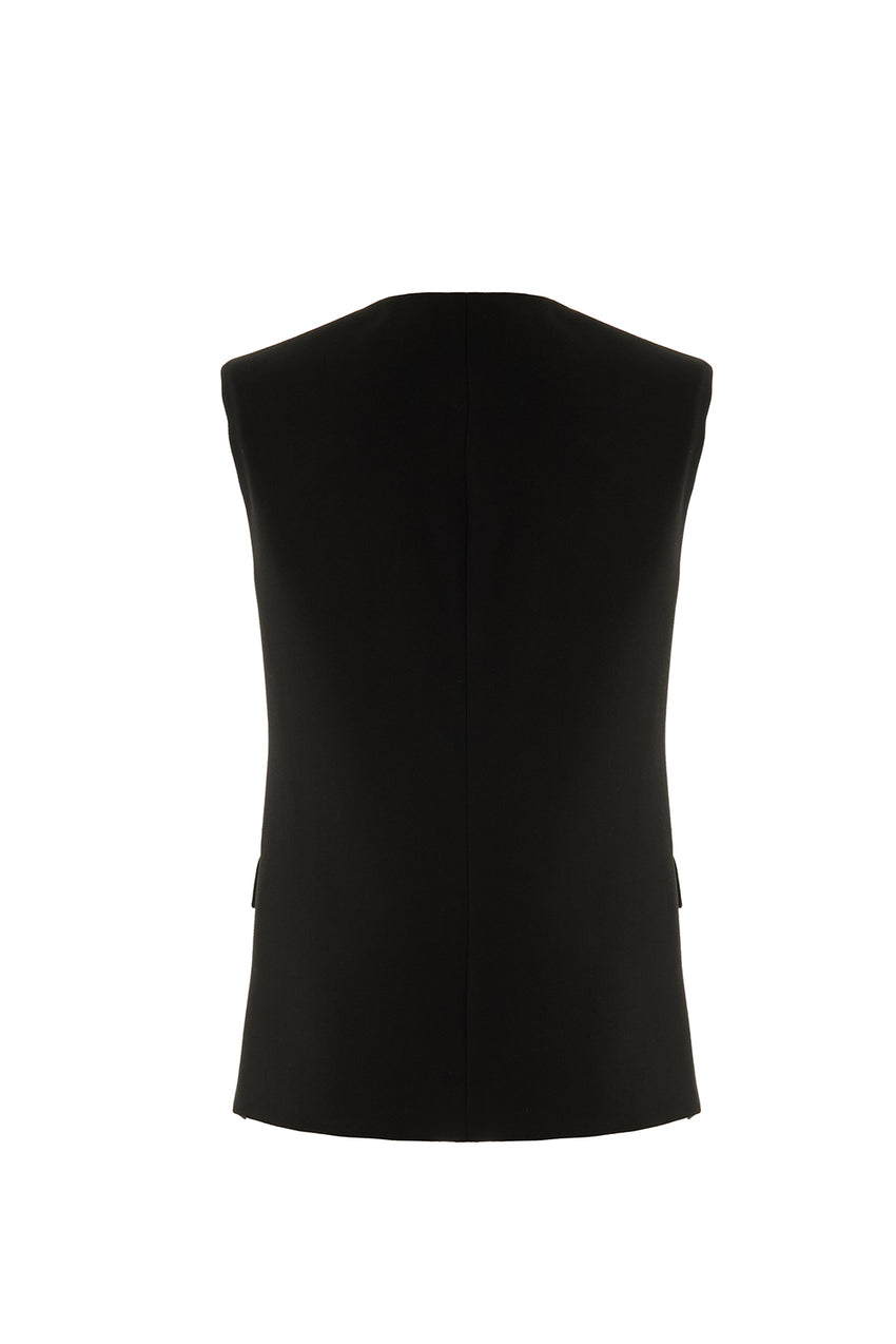 Regular V-Neck Vest - Black