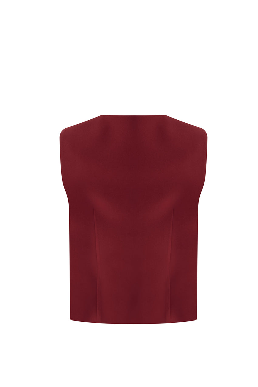 Regular V-Neck Sleeveless Vest - Red