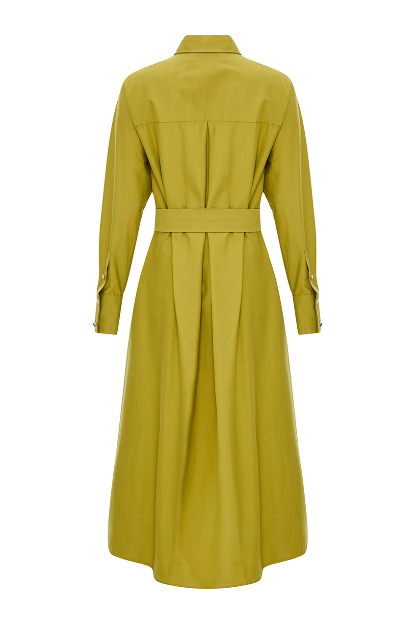 Mckinley Dress  Belted Shirt Dress - GREEN