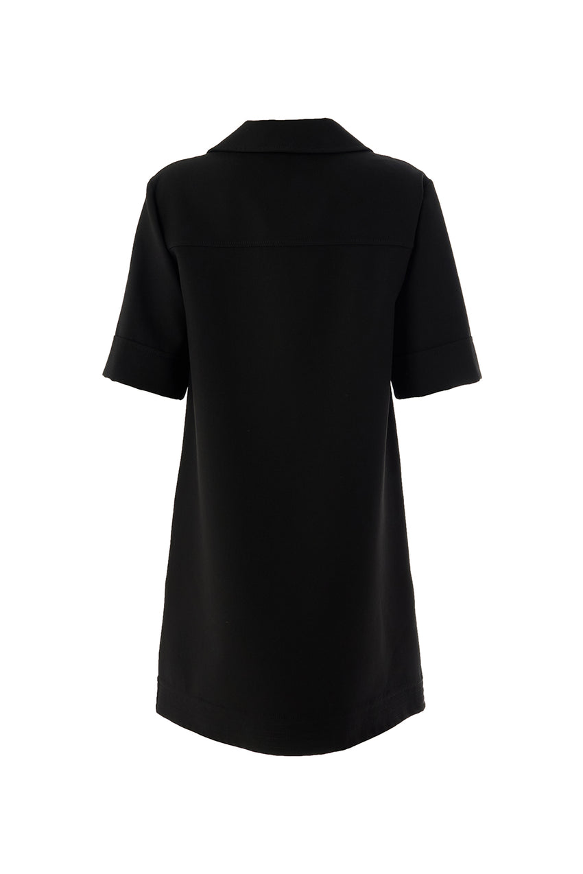Regular Short Sleeve Shirt Dress - Black