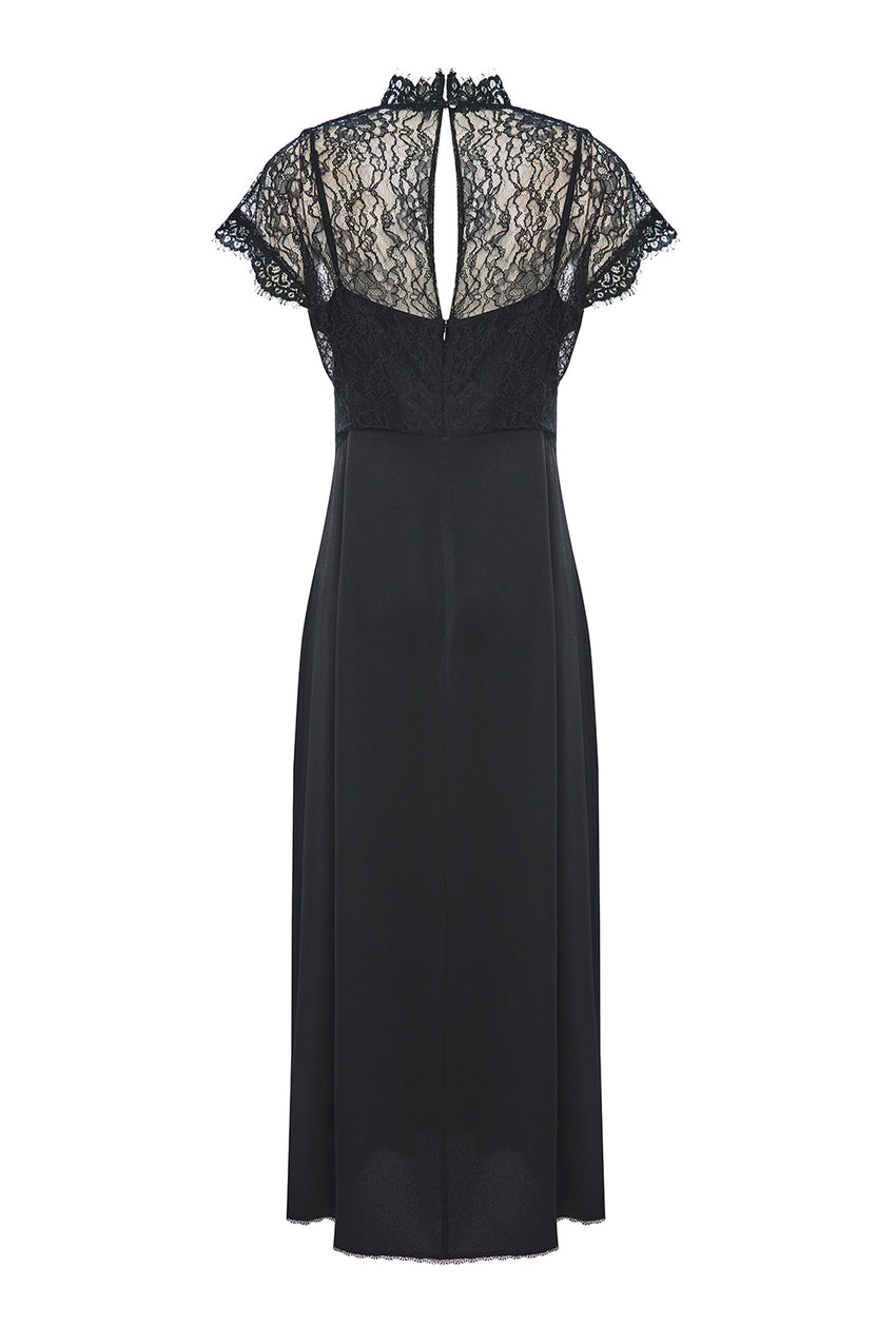 Iyla Crew Neck Dress - BLACK