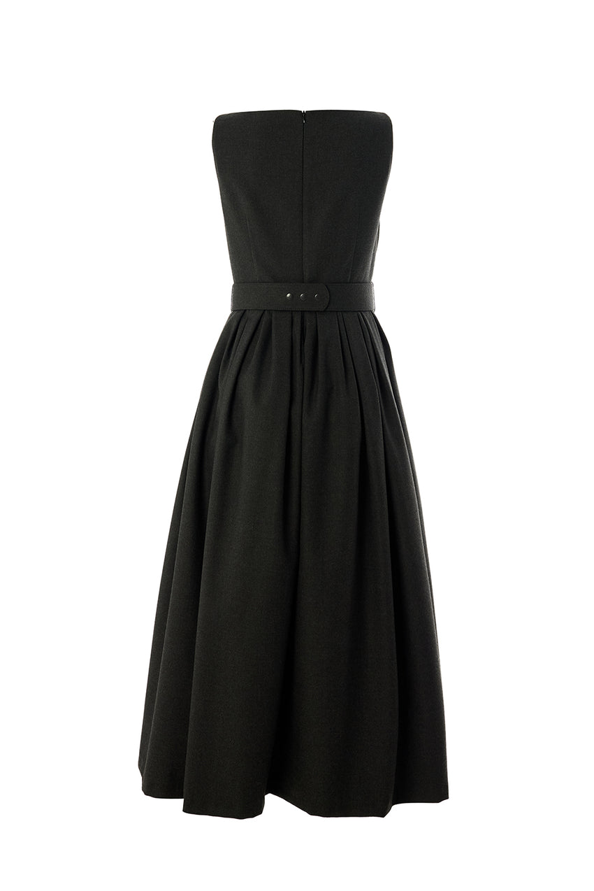 Sleeveless Fit-and-Flare Dress - Grey