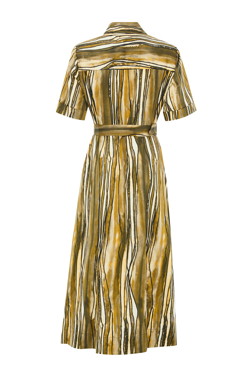 Regular Poplin Short Sleeve Shirt Dress - Multi Color