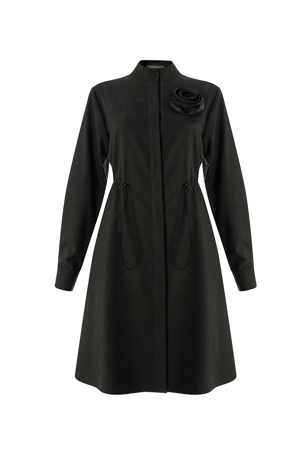 Denver High Neck Long Sleeve Dress - GREY