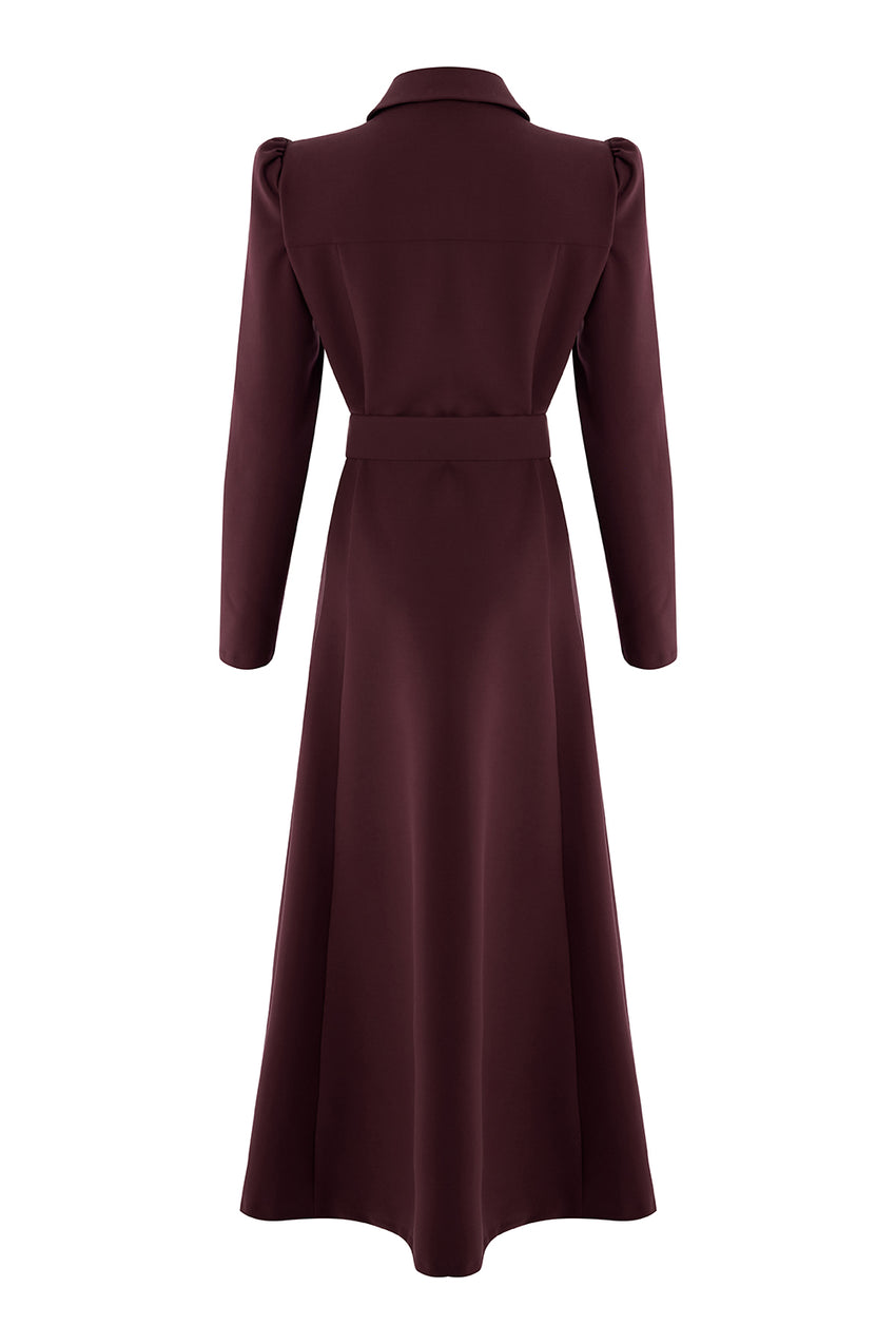 Slim Fit Belted Midi Dress - Red