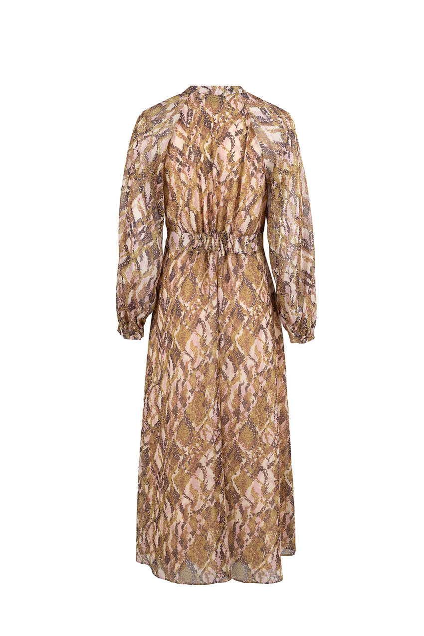 Regular Long Sleeve Chiffon Dress - Multi Color