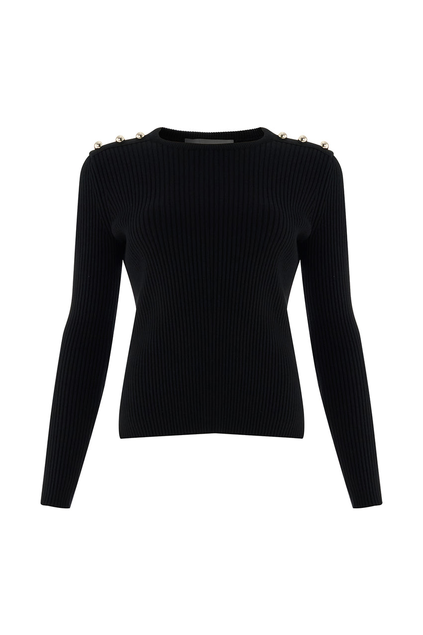 Regular Fit Crew Neck Long Sleeve Sweater - Black
