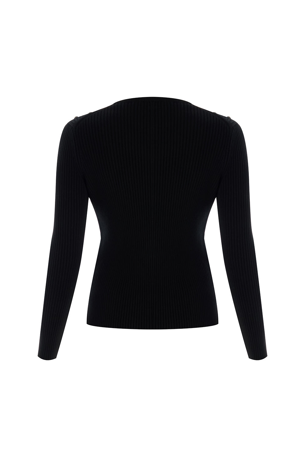 Delphine Crew Neck Long Sleeve Sweater - BLACK