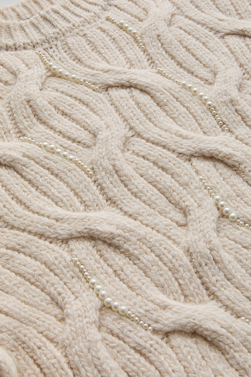 Regular Fit Crew Neck Knit Blouse - Ecru