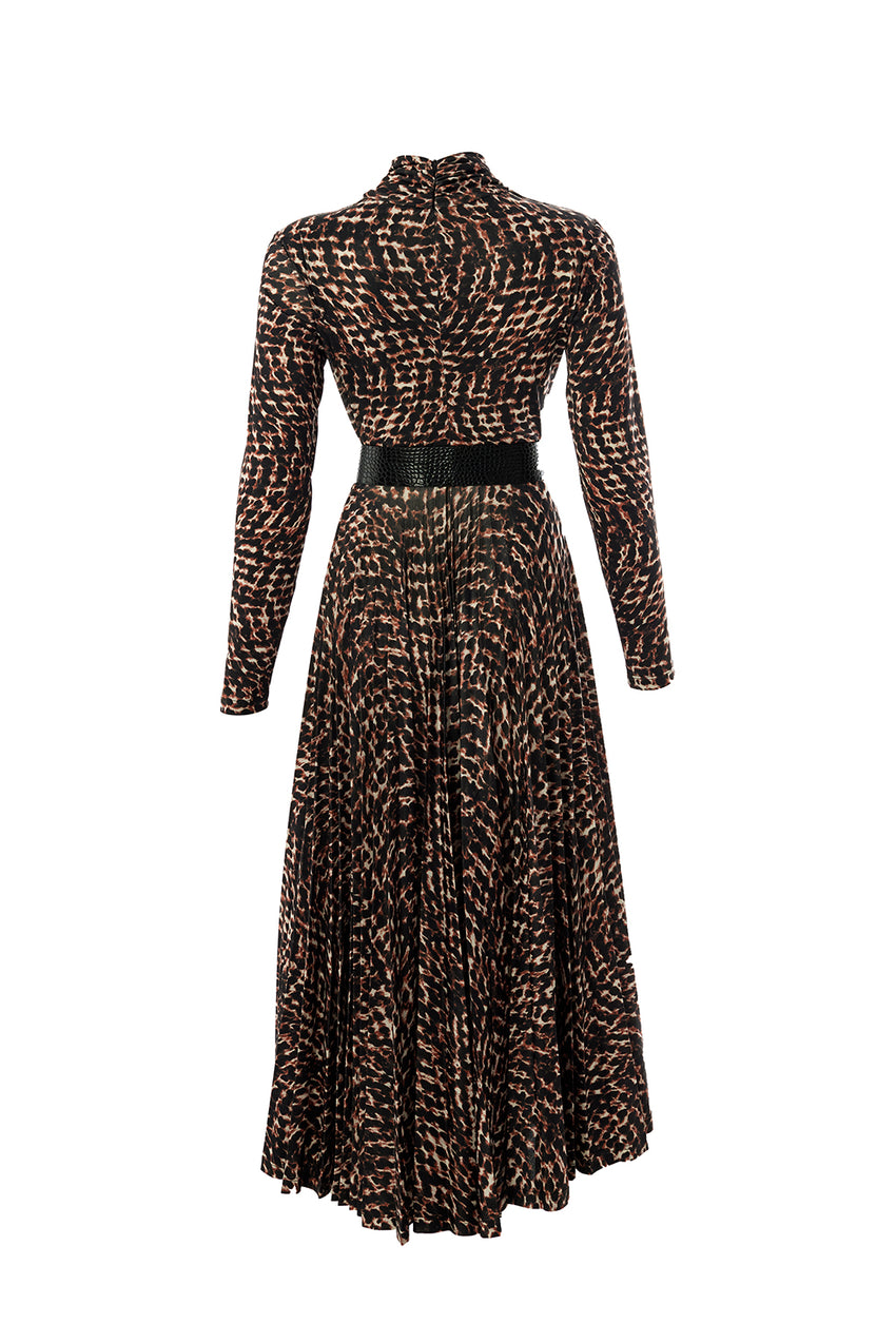 Regular High Neck Knit Dress - Multi Color