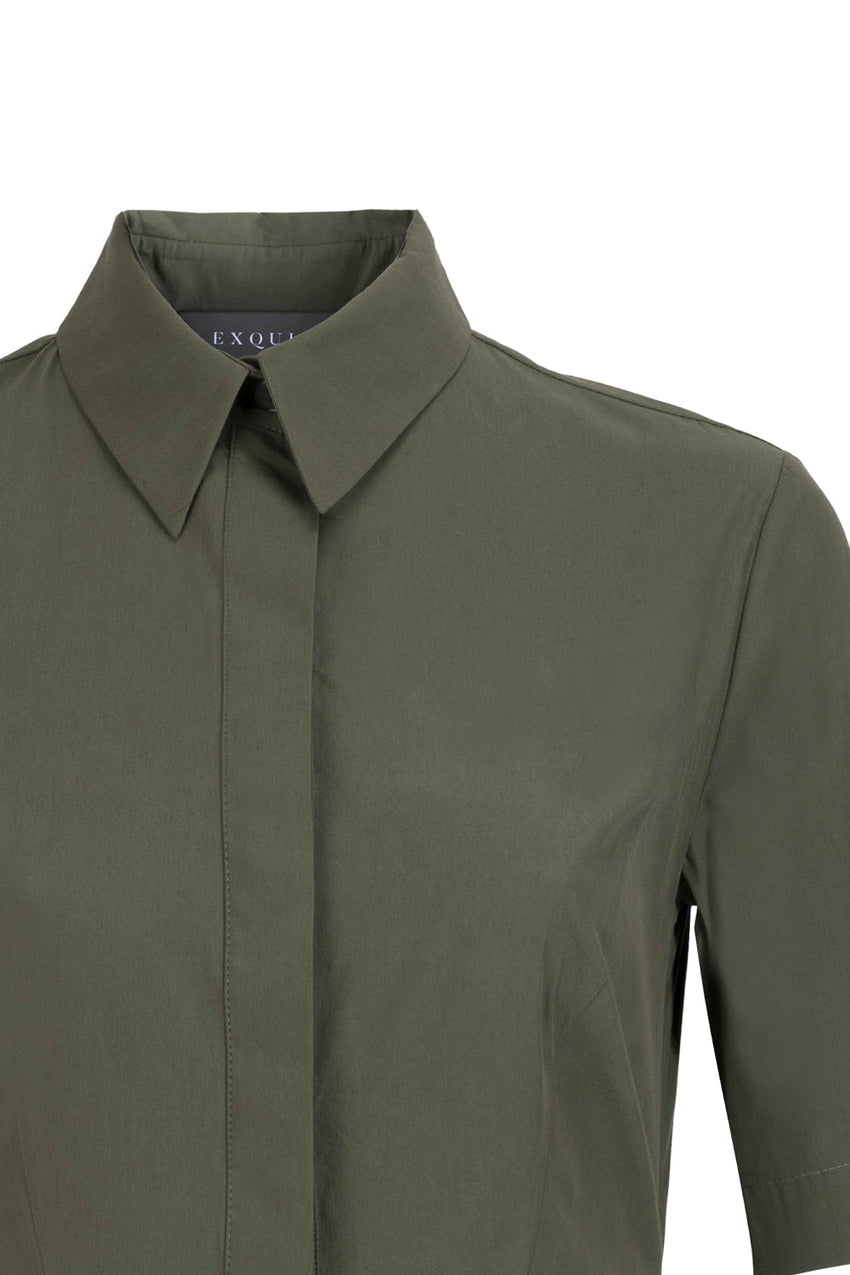 Cotton Khaki Regular Shirt Dress
