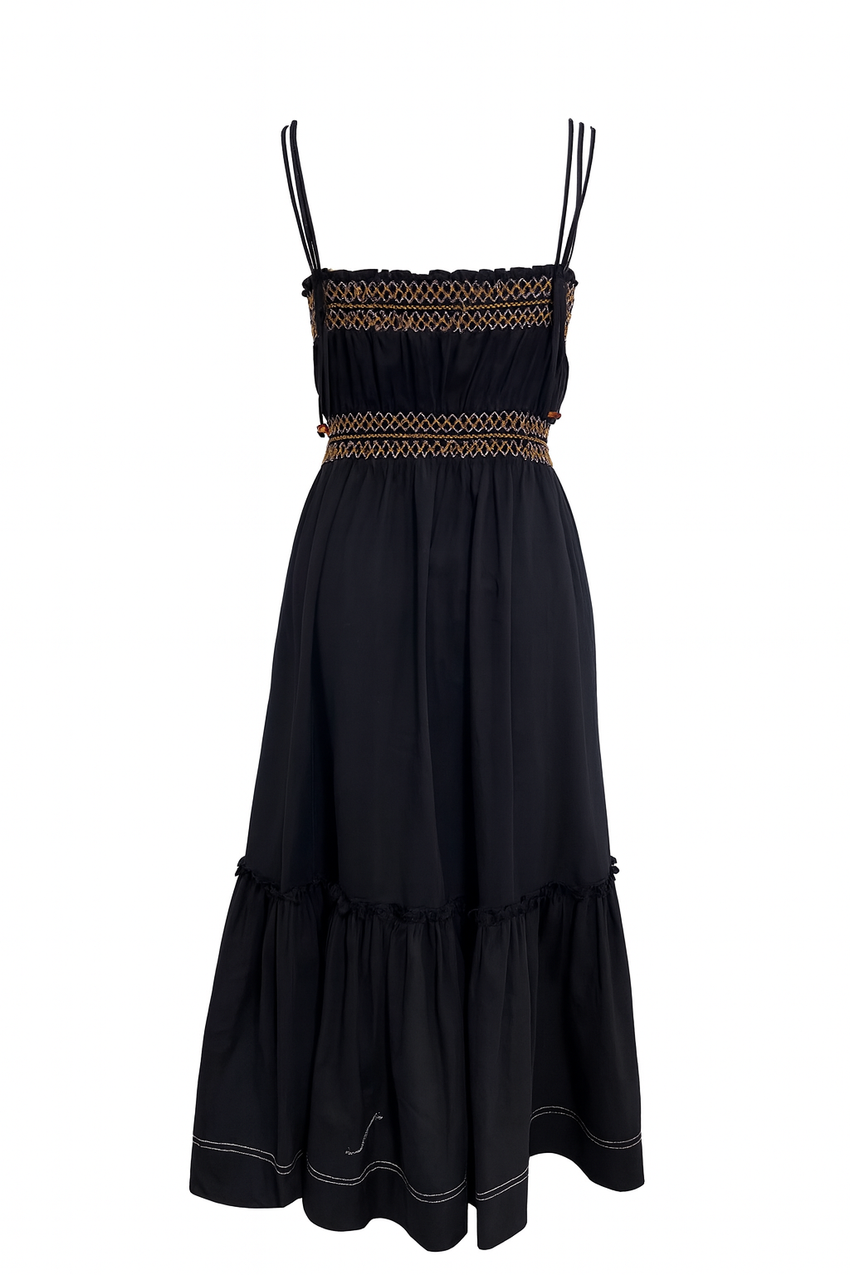 Spaghetti Strap Midi Dress  - BONE
