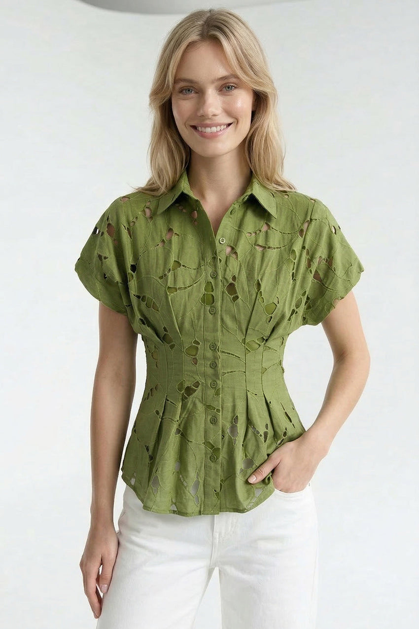 Adalene Short Sleeve Shirt - GREEN