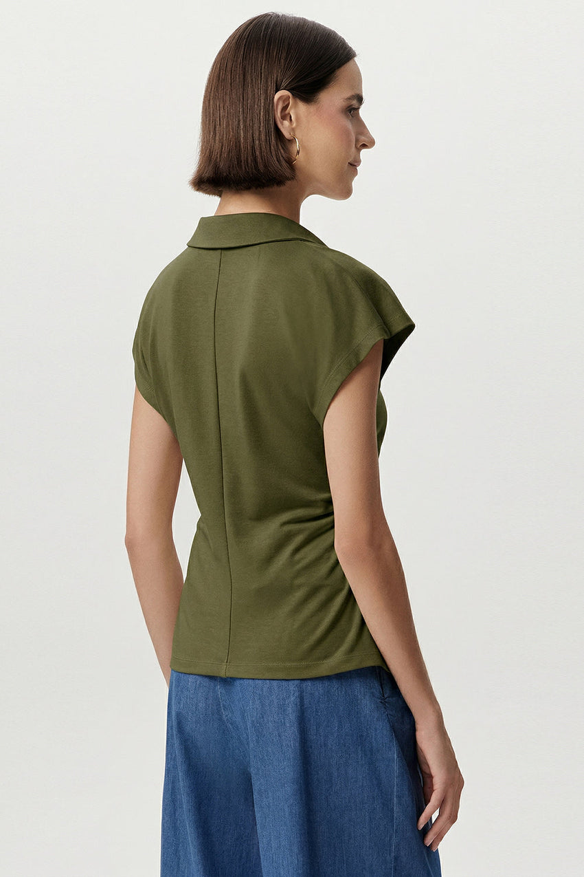 Siennal Slim Fit Knit Shirt - KHAKI