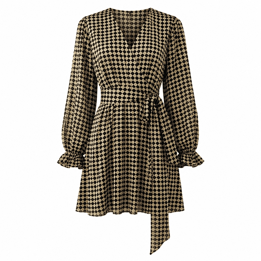 Belted Mini Dress - YELLOW