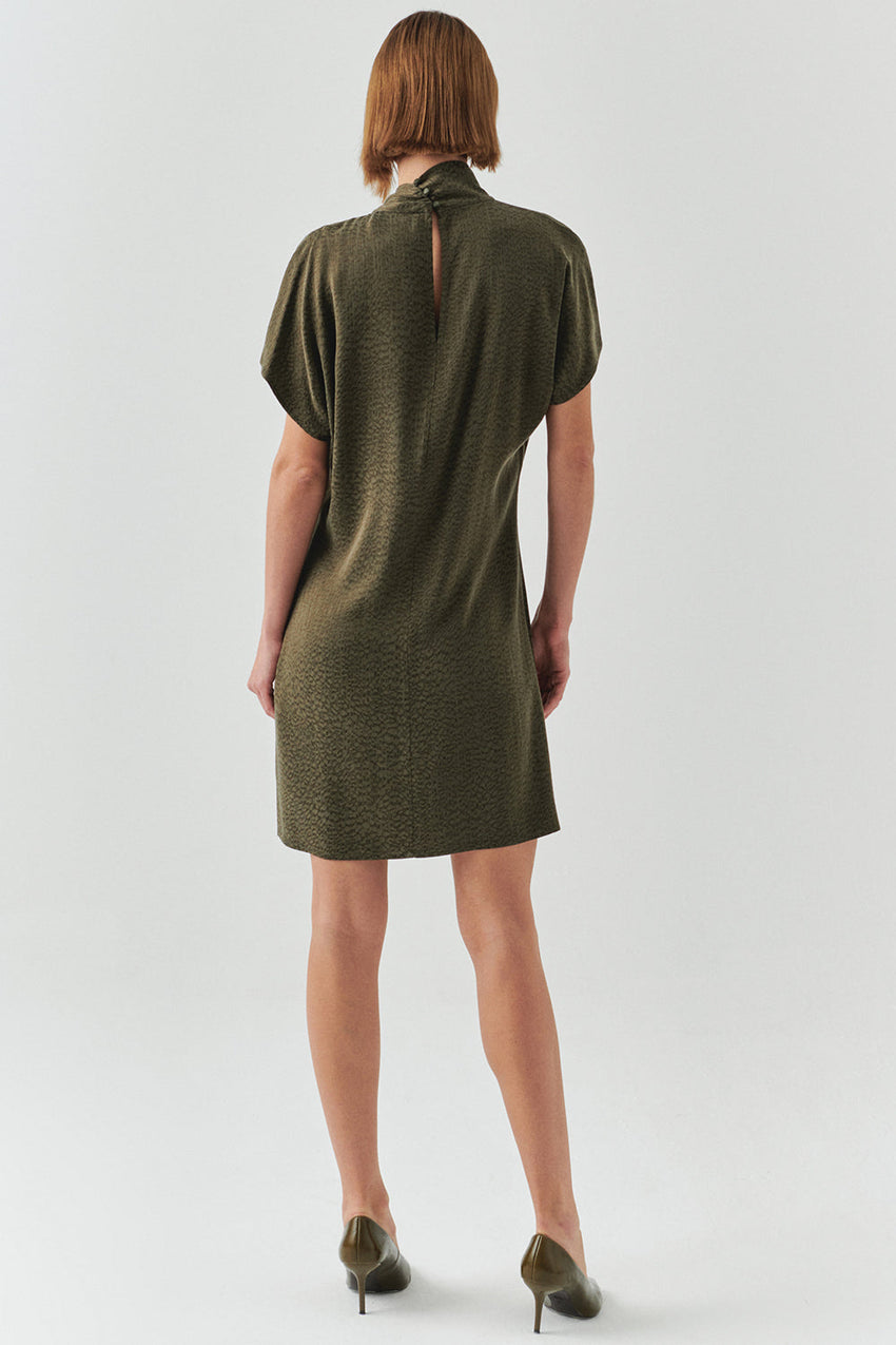 Martha Cap Sleeve Midi Draped Neck Dress
