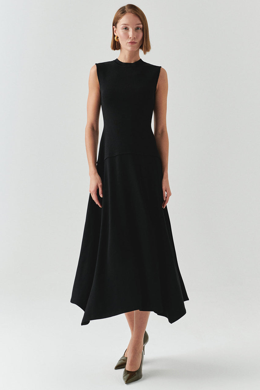 Hadlee Ribbed Top Poplin Skirt Sleeveless Dress