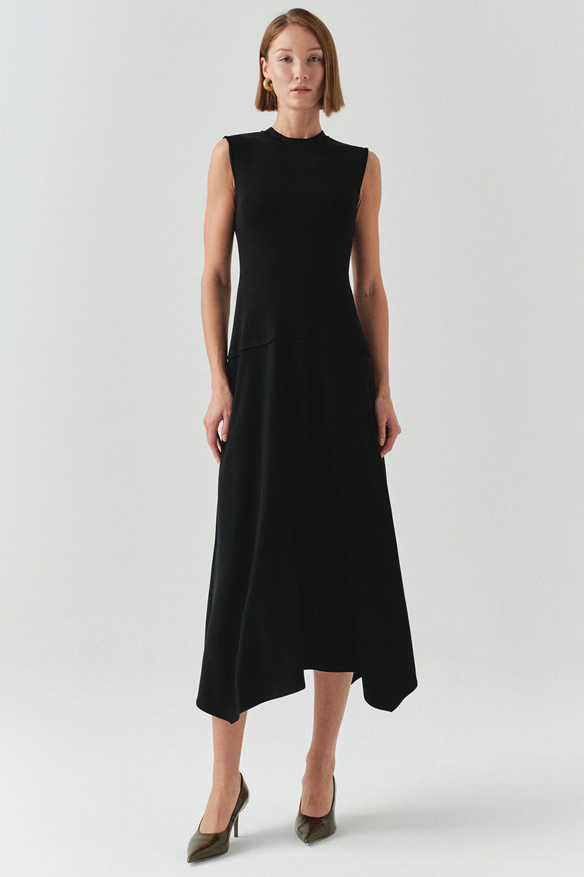 Hadlee Ribbed Top Poplin Skirt Sleeveless Dress