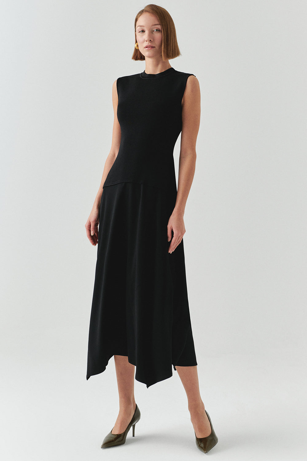 Hadlee Ribbed Top Poplin Skirt Sleeveless Dress